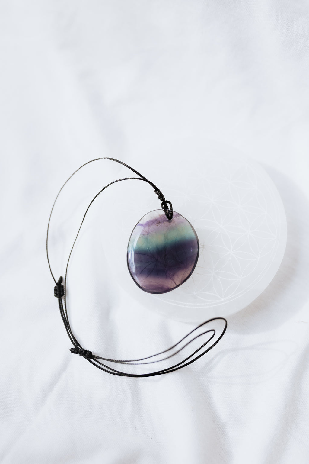 Rainbow Fluorite Crystal Pendant with adjustable cord | Clarity • Focus • Alignment