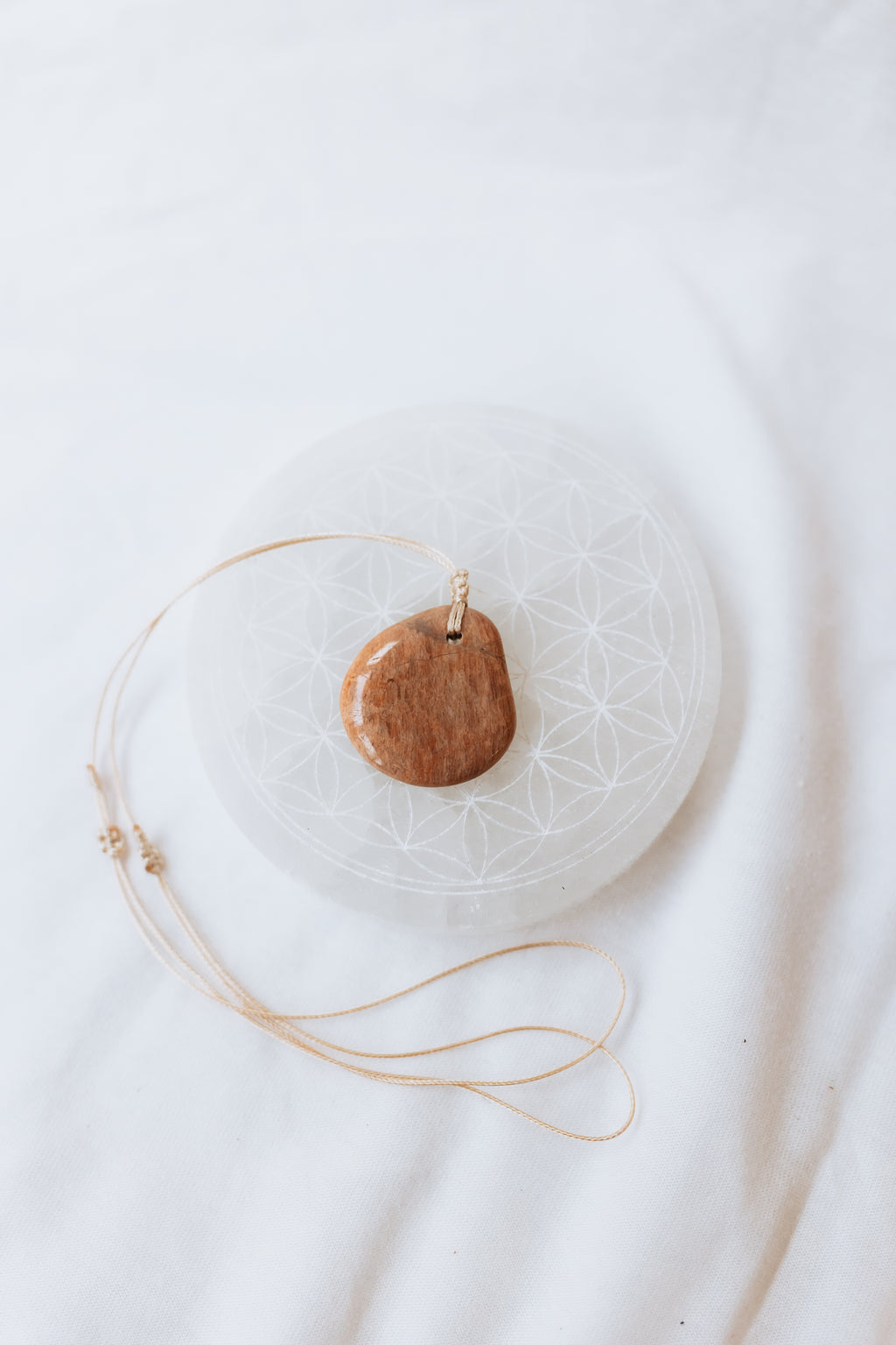 Peach Moonstone Crystal Pendant with adjustable cord | Intuition • Nurturing • Harmony